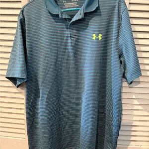 LG Men’s Blue Striped Polo with Lime Logo